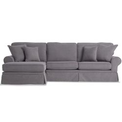 Bobs Discount Furniture  2 Piece Sectional Couch "Left Arm Facing" In Gray/ Charcoal With 4 pillows