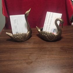 2 Brass Swan Business Card Holders