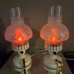 Pair of Vintage 1940s hurricane lamps
