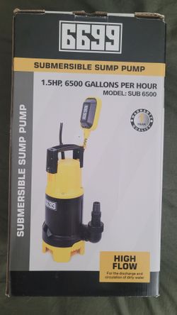 6699 sump pump submersible 6500 GPH 1.5 HP 16' cord