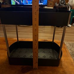Black Metal 2-Tier Storage Organizer Rack