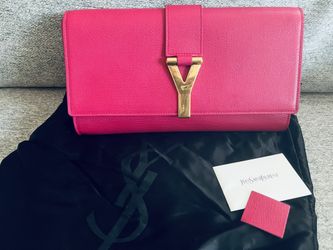 Saint Laurent Pre-owned Chyc Ligne Clutch Bag in Hot Pink