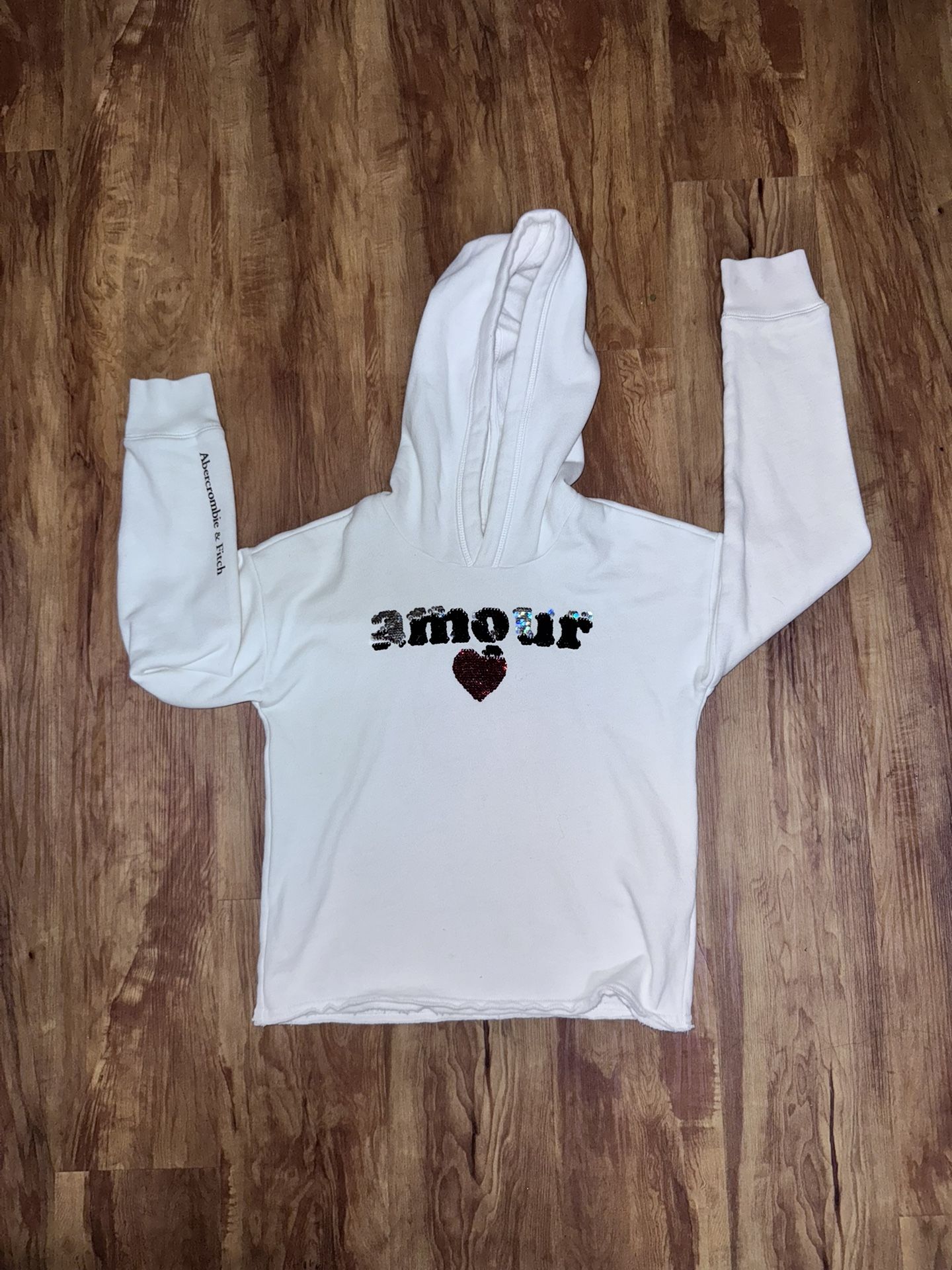 Abercrombie & Fitch kids Size 9/10 Pullover Hoodie Sweatshirt long sleeve White