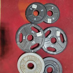 OLYMPIC 2"HOLE PLATES 50LBs 
4-10s. 2-5s   
11525 S HALSTED DUNKIN DONUTS/7111.S WESTERN WALGREENS 
35$  CASH ONLY AS IS 