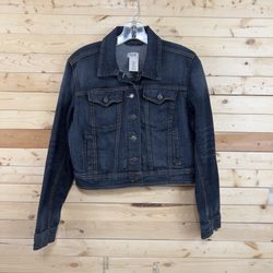 Mossimo Supply Co. Dark Wash stretch crop Length Denim Jean Junior Jacket size L