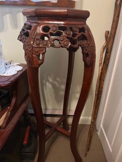 Vintage Tall carved Rosewood Plant , Vase Stand