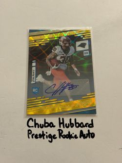 Chuba Hubbard Carolina Panther RB Prestige Short Print Autograph Insert Rookie Card.