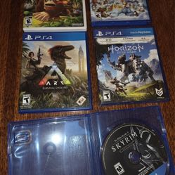 PS4  games - Skyrim Special Edition, ARK. Horizon Zero Dawn, Scribblenauts