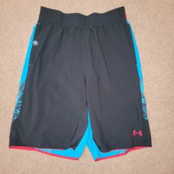 Under Armour NFL Combine Athletic Shorts Blue And Black Mens Medium