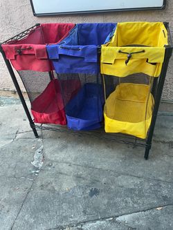 3-Section Laundry Sorter with Metal Frame