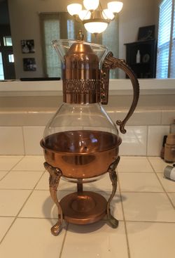 Copper and glass coffee warmer antique