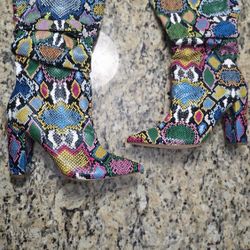 Multi Color Snake Skinned Boot
