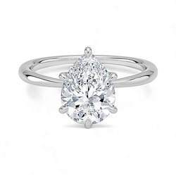 1.00 Carat White Gold Solitaire Engagement Ring with IGI Certified Pear Shaped Lab Grown Diamond.