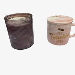 Best Teacher Ever Mug And Lavender Lemonade Candle Gift Set New