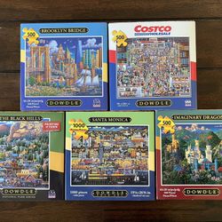 Five Dowdle Puzzles - Complete With No Missing Pieces