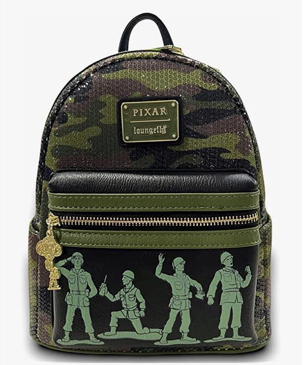 Loungefly Disney Toy Story Army Men Camo Sequin Mini Backpack - NWTs