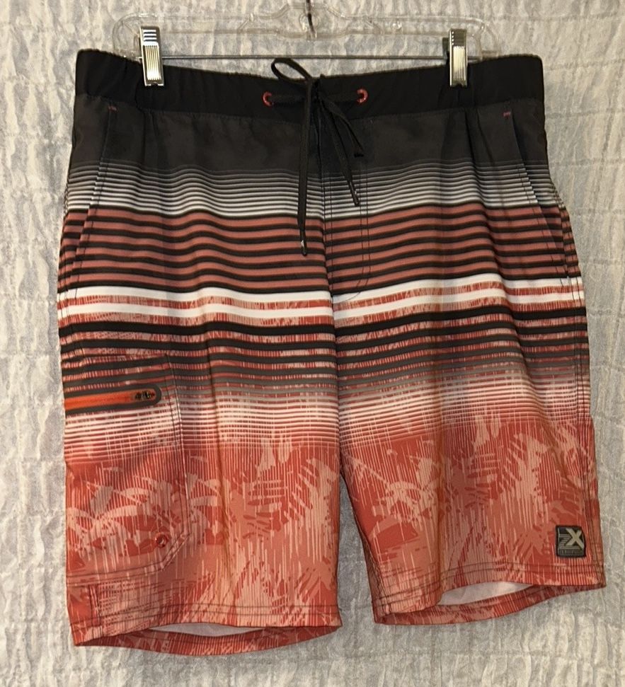 ZeroXposur Orange and Black Swim Shorts Gradient Design, Size: M/M