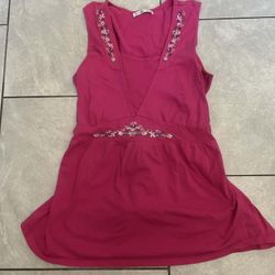 Top Y2K Reference Point pink  Blouse Top 2XL flowers embroidered cute !