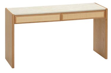 Faux Marble and Oak Console Desk with Drawers