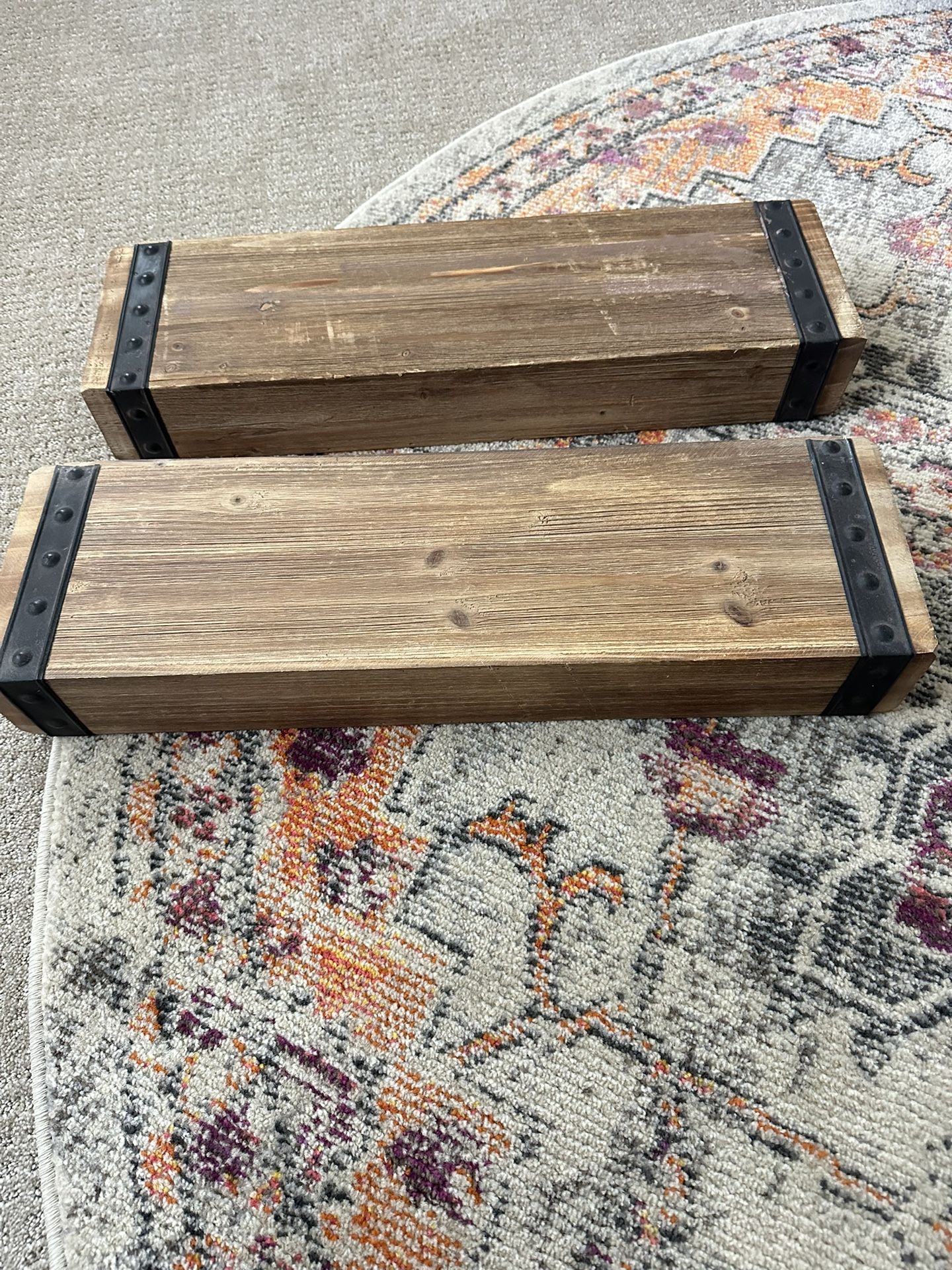 Two rustic shelves
