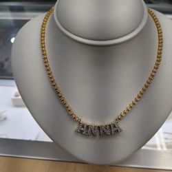 10k Solid Gold Necklace With Diamond Around It Layaway Available 10% Down If You Are Interested Please Ask For Maribel And Thank You 