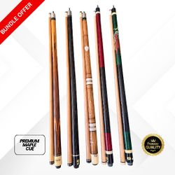 🎱 Bundle of 5 Brand New Maple Wood Billiard Pool Cues – Only$120🎱
