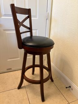 Wood Spin Swivel Bar Stool with Cushioned Seat