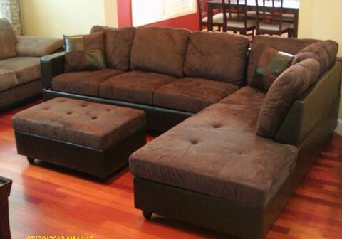 Brand new brown microfiber sectional couch