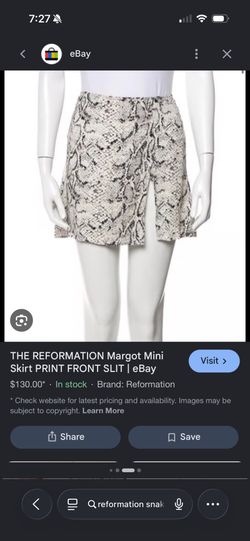 Reformation Snake Skin Design Miniskirt