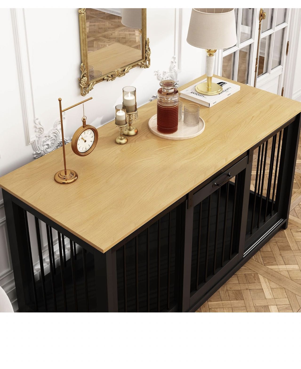 Extra Large Dog Crate Furniture, 55" Indoor Heavy Duty Dog Kennel House with Sliding Doors, Furniture Style Dog Crate Table Side End Table TV Stand fo