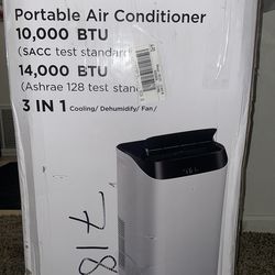 14,000 Btu Portable 3-1 Air Conditioner- Dehumidifier And Fan