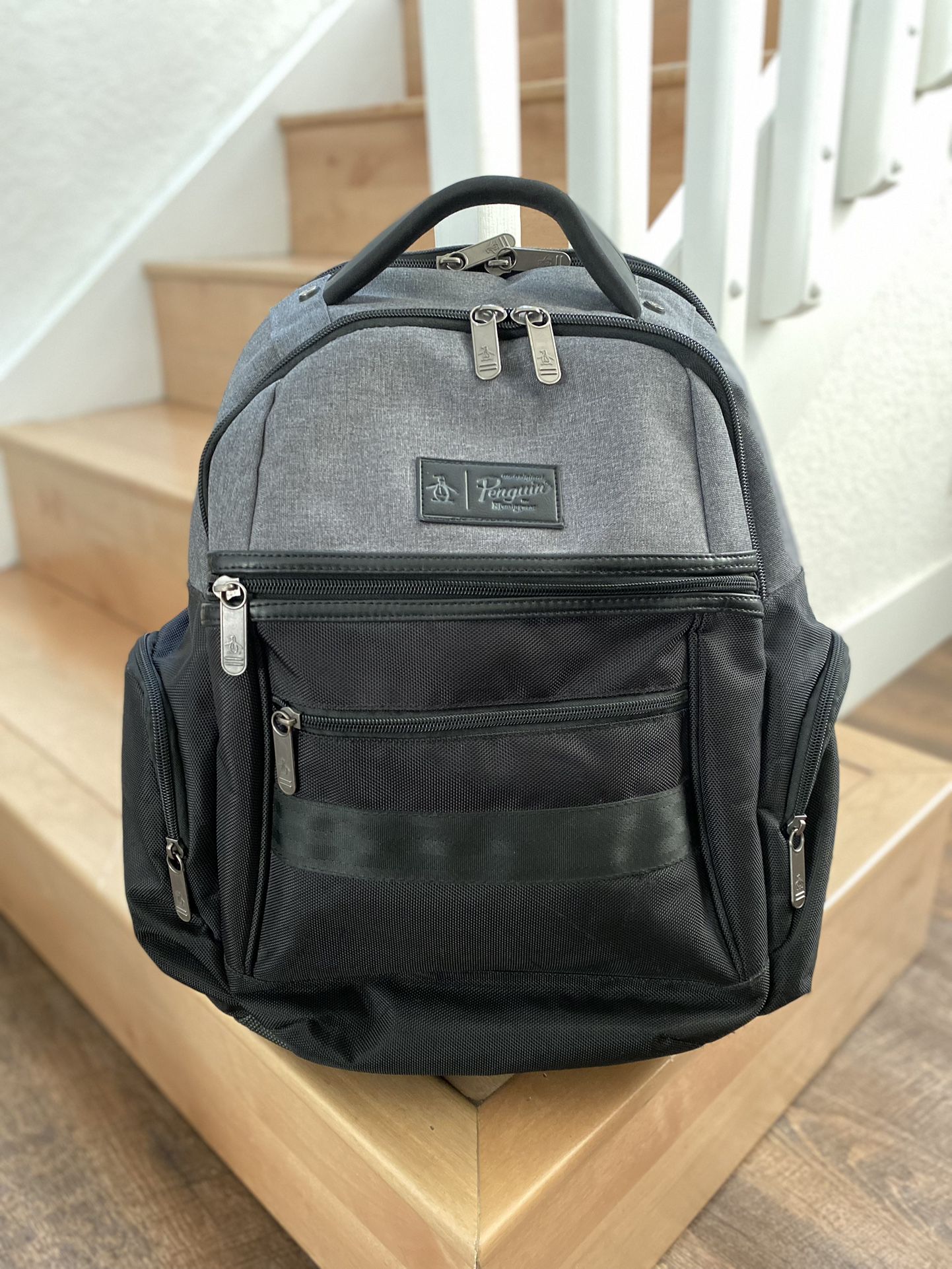 New Without Tags Original Penguin Men’s Black and Grey Laptop Backpack 
