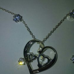 Sterling silver heart necklace. Stone Are Heart