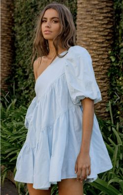 Blue Off Shoulder Mini Dress