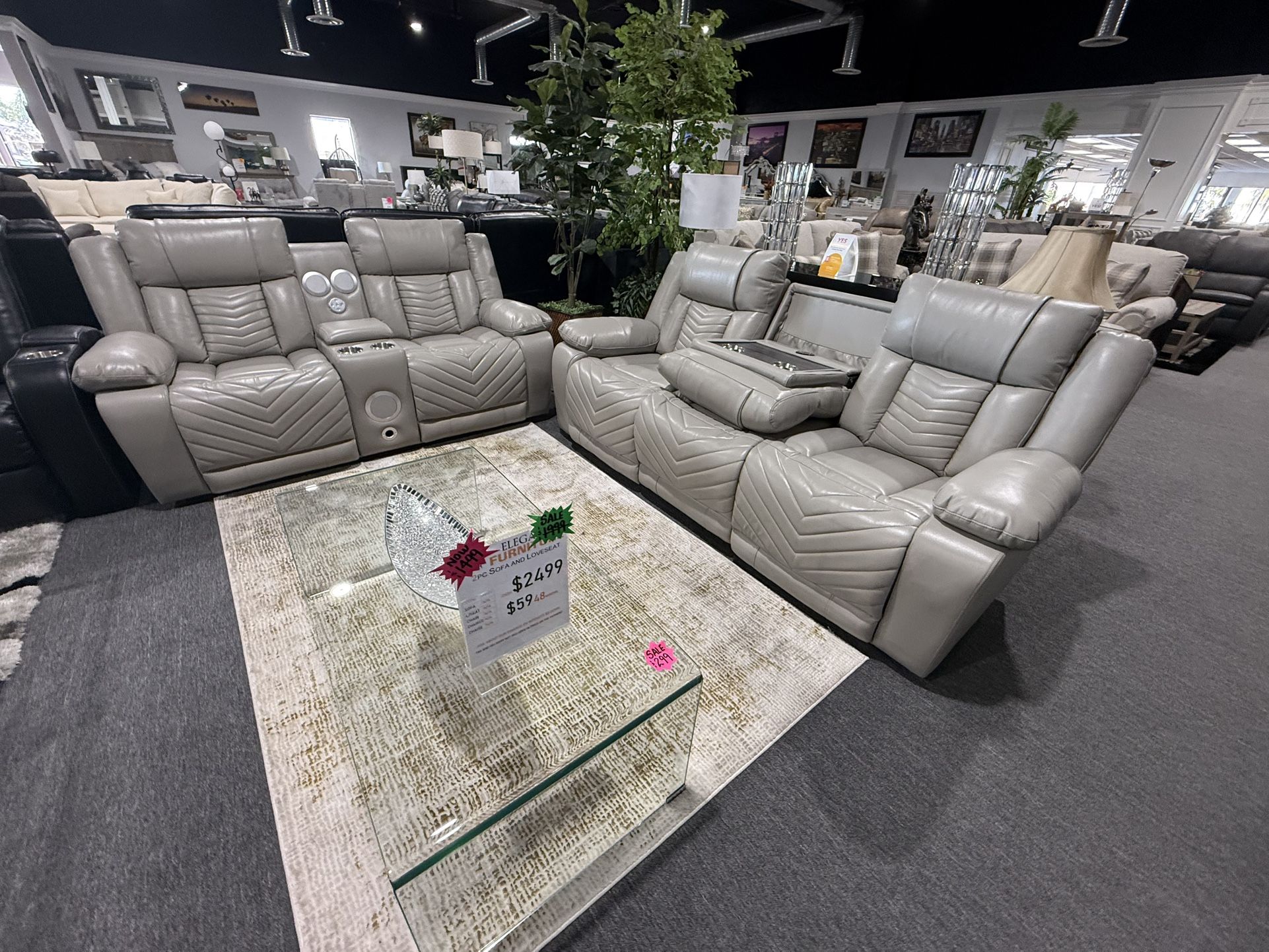 2 Pc Sofa And Loveseat Available In Black And Beige