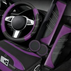 CAR ACCESSORIES 6 PIECE SET BLACK/PURPLE