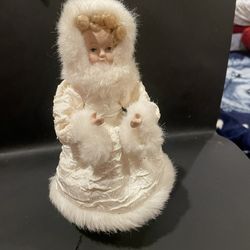 Vintage Faux Fur Porcelain Doll