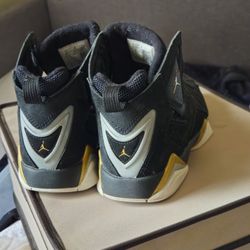 Nike Air Jordan True Flight Men 8 Black Suede Metallic Gold Mid Top Sneakers