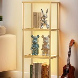 Display Shelf with Dimmable LED Floor Lamp