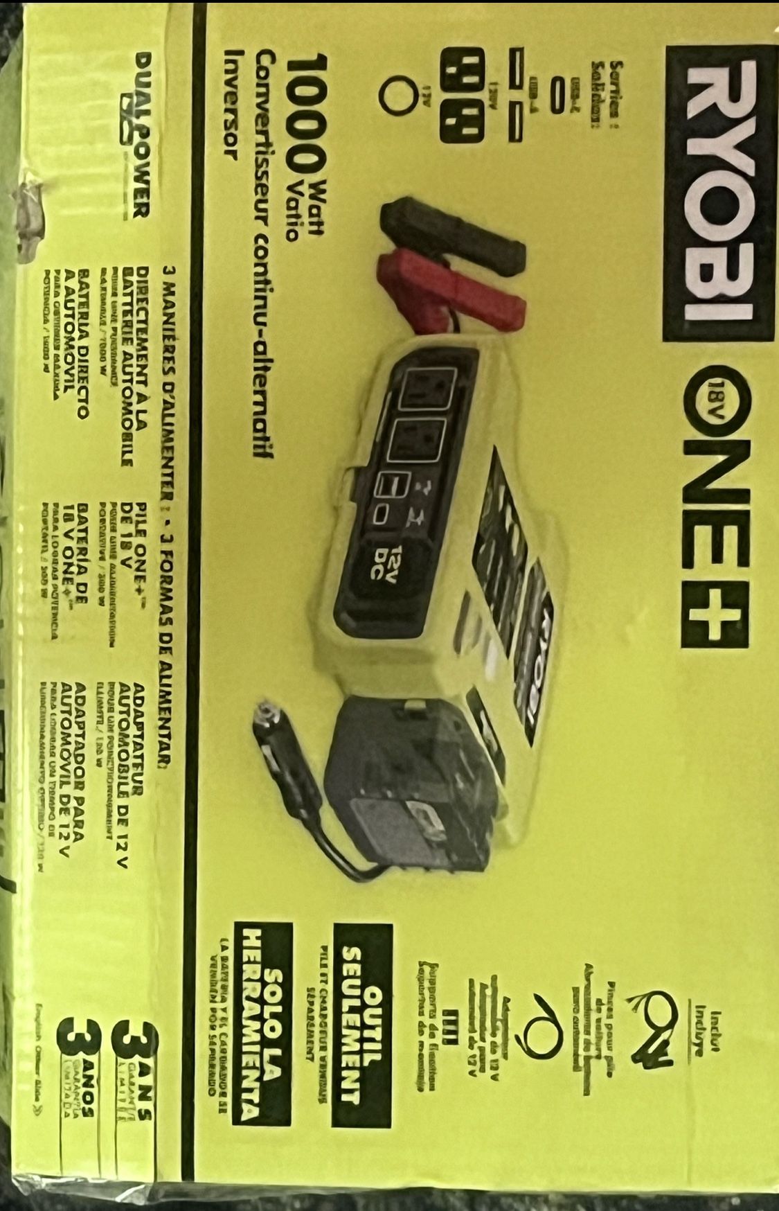 RYOBI ONE+ 18V 1000-Watt Max 12-Volt Automotive Power Inverter