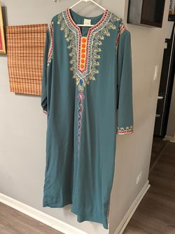 Teal Embroidered Kaftan Maxi  XXL in Mint Condition