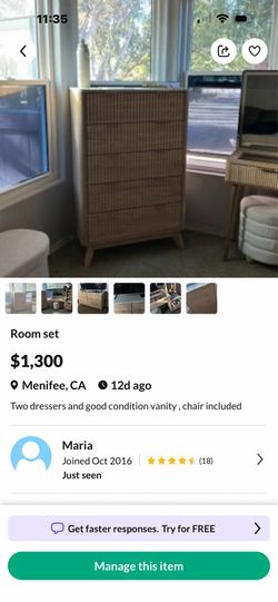 Bedroom vanity and dresser set