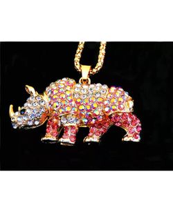 Rhinestone Rhinoceros Necklace