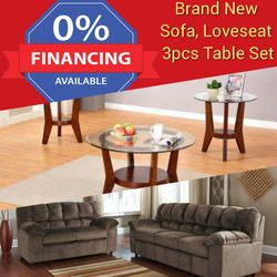 Brand New | Sofa, Loveseat, & 3pcs Table Set | Delivery Available