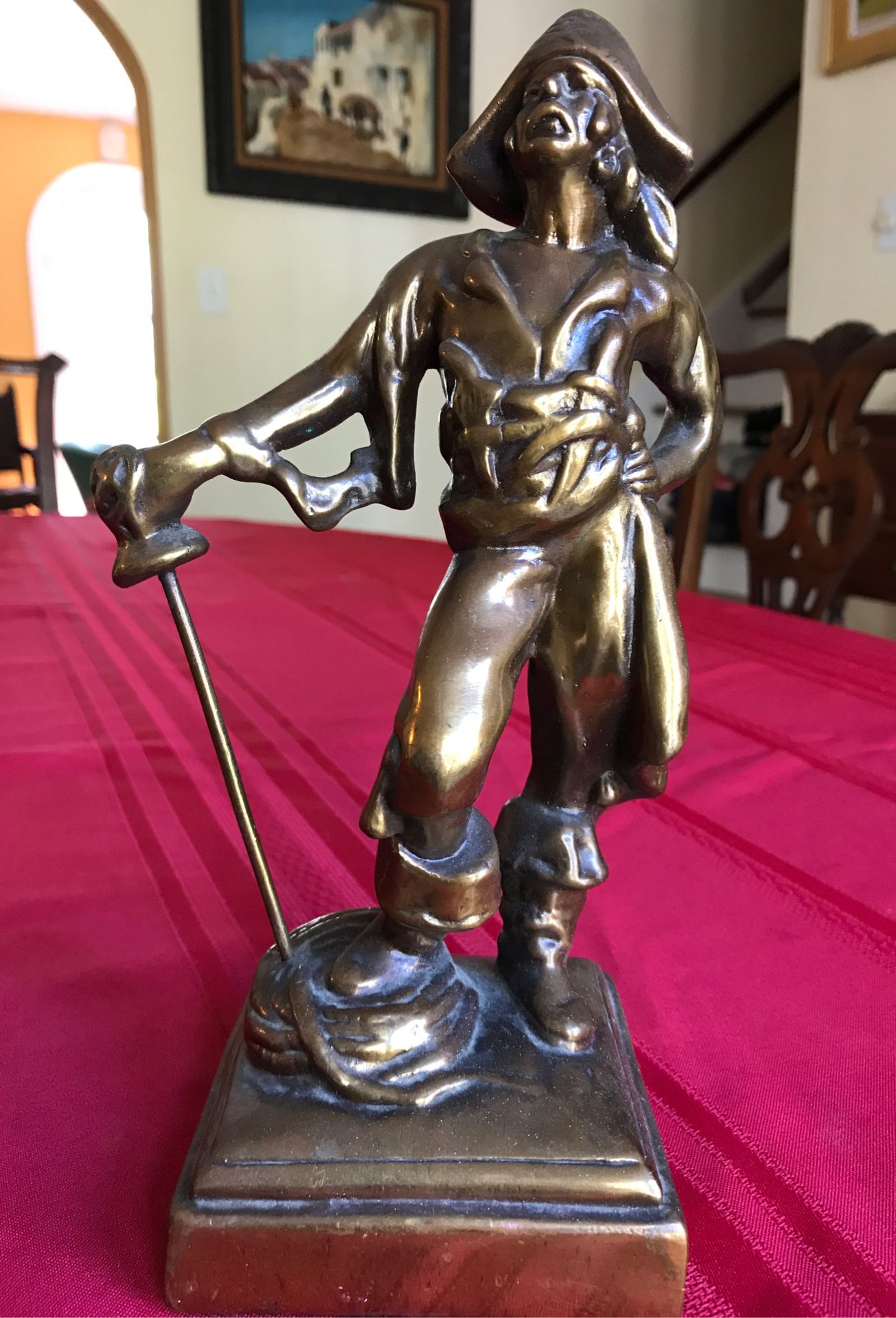 Pirate 10 1/2 inch tall swashbuckler statue metal could be bronze could be brass