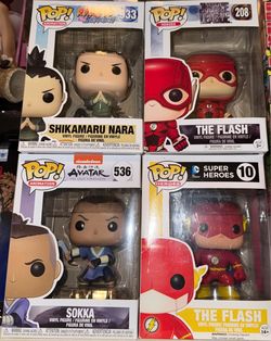 Funko Pop Figures: Shikamaru Nara (Naruto), Sokka (ATLA), The Flash (DC Superhero)