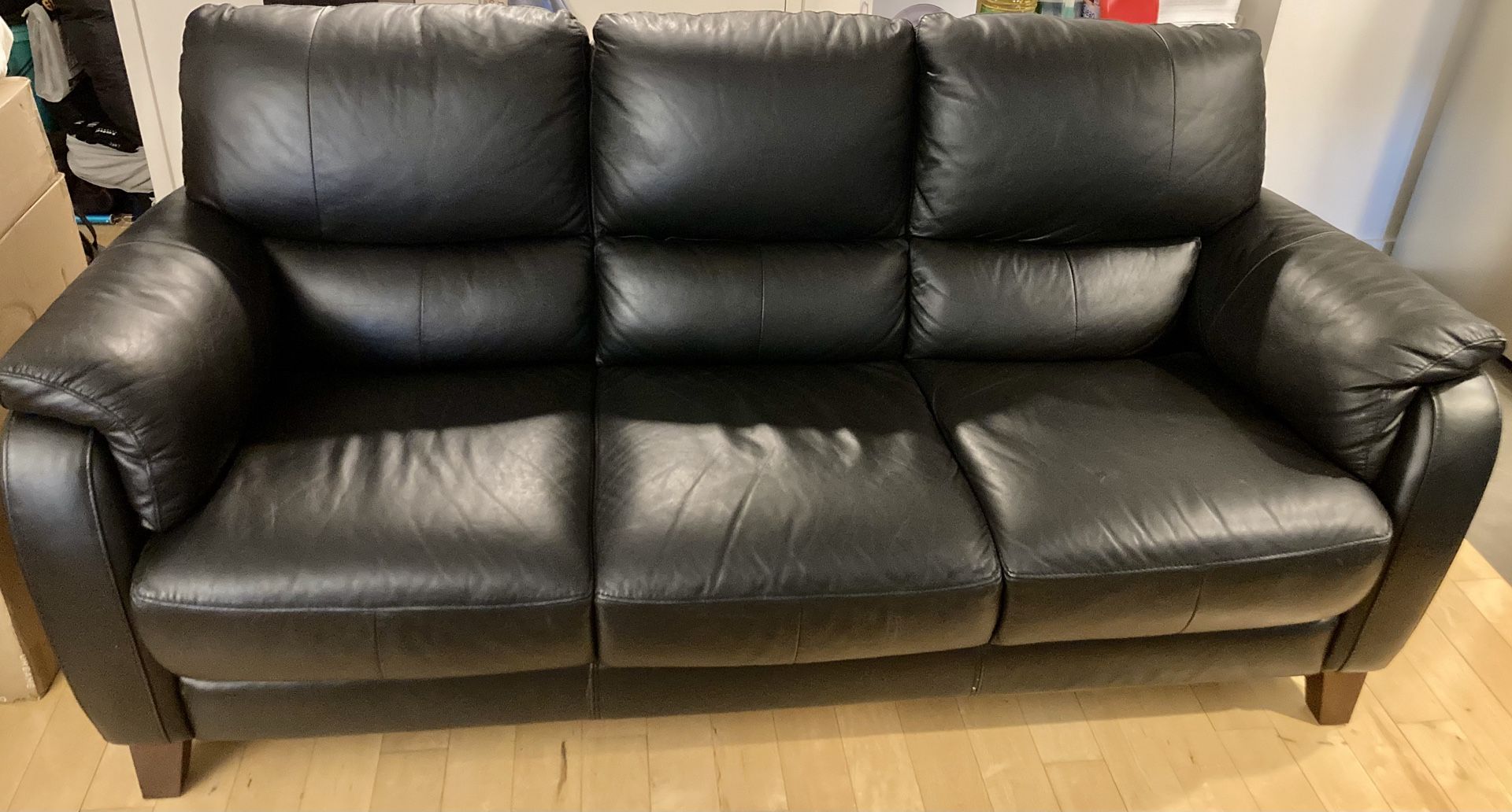 Can Help Deliver - Leather couch from raymour and flanigan 