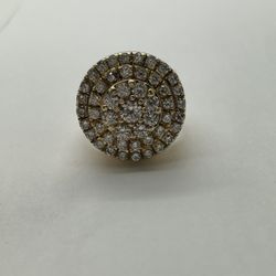 GOLD RING 14KYG, SIZE 11, 3.45ctw NATURAL DIAMOND, 25.3 GRAMS 