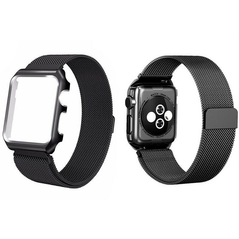 For Apple Watch Series 3/2/1 Milanese Stainless Steel iWatch Band Strap 38/42MM Black