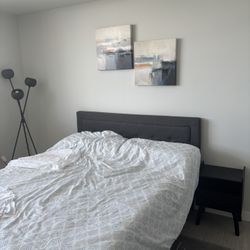 Mattress, Bed, Artwork, Side Table & Light (price details below)